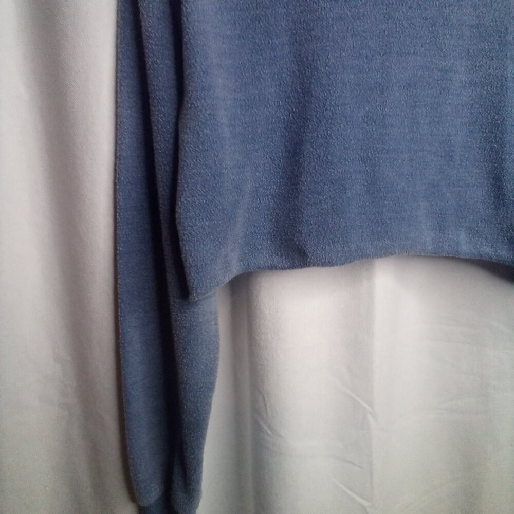 Royce Cropped Sweatshirt S Women Long Sleeve Thumb Holes Blue - Picture 10 of 15